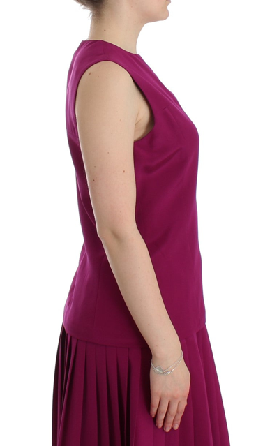 Barbara Casasola Purple Silk Sleeveless Blouse Top In Purple