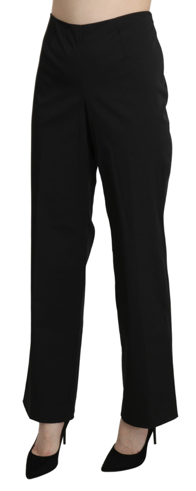 Bencivenga High Waist Straight Dress Trouser Pants In Black