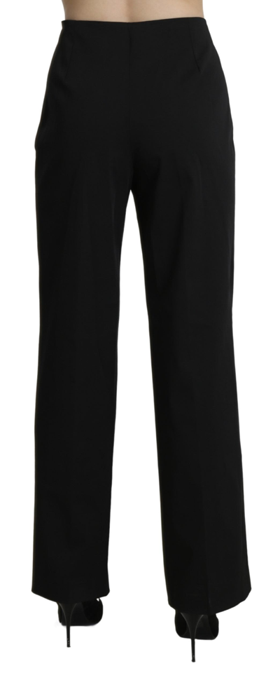 Bencivenga High Waist Straight Dress Trouser Pants In Black