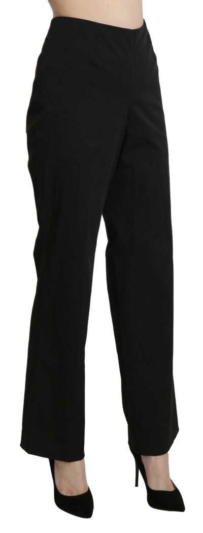 Bencivenga High Waist Straight Dress Trouser Pants In Black