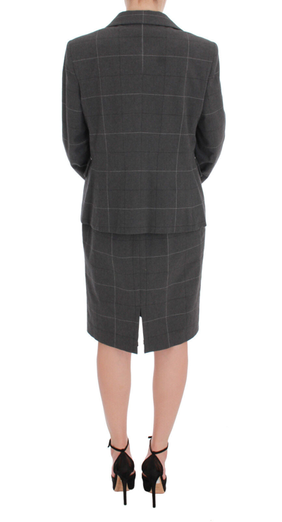 Shop Bencivenga Gray Checkered Cotton Blazer Dress Set Women's Suit