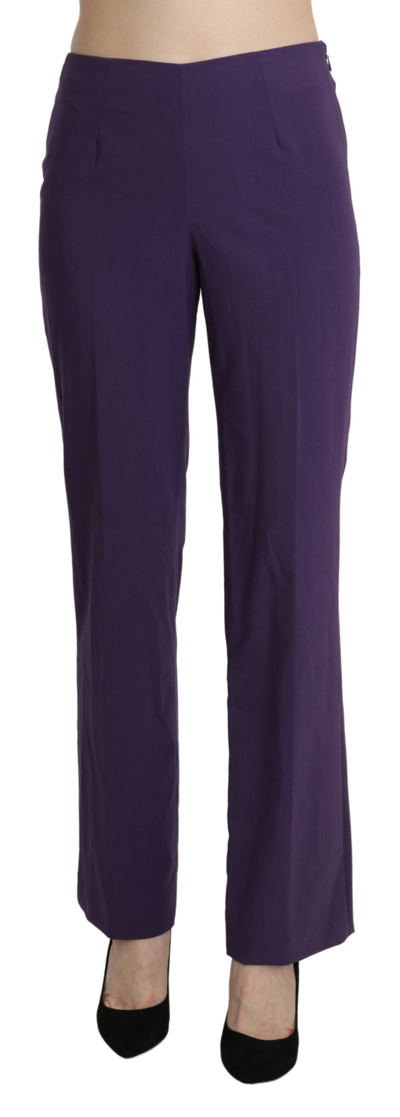 Shop Bencivenga Purple High Waist Straight Dress Trouser Women's Pants In Violet