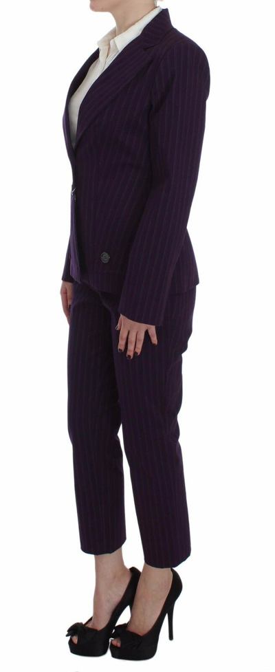 Shop Bencivenga Elegant Striped Pant &amp; Blazer Women's Suit In Purple