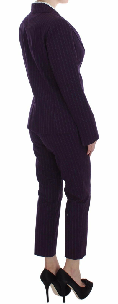 Shop Bencivenga Elegant Striped Pant &amp; Blazer Women's Suit In Purple