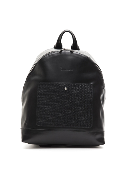 Shop Billionaire Italian Couture Black Leather Men's Backpack