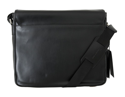 Shop Billionaire Italian Couture Black Gray Leather Messenger Shoulder Men's Bag In Multicolor