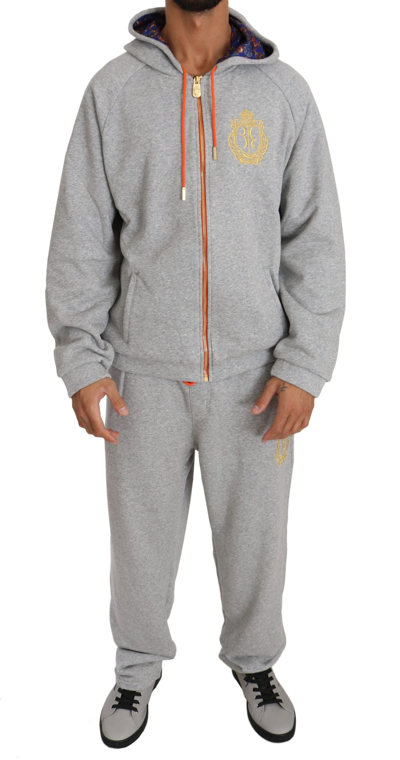 Shop Billionaire Italian Couture Gray Cotton Sweater Pants Men's Tracksuit