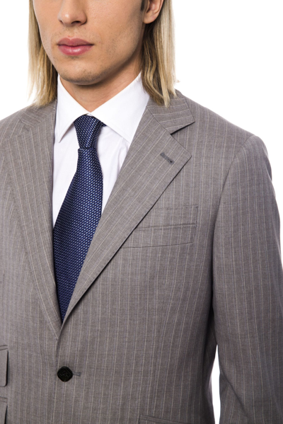 Shop Billionaire Italian Couture Gray Wool Men's Suit