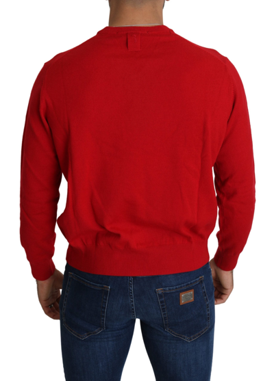 Shop Billionaire Italian Couture Iconic Embroidered Red Wool Men's Sweater