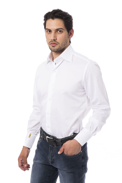 Shop Billionaire Italian Couture White Cotton Men's Shirt
