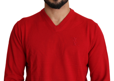 Shop Billionaire Italian Couture Iconic Embroidered Red Wool Men's Sweater