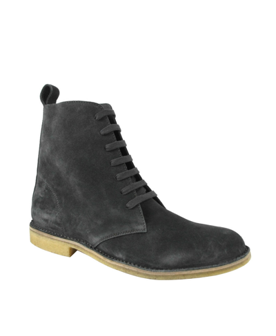 Shop Bottega Veneta Men's Dark Gray Suede Side Zipper Lace-up Boot 427383 2015