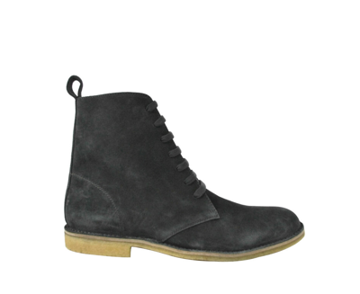 Shop Bottega Veneta Men's Dark Gray Suede Side Zipper Lace-up Boot 427383 2015