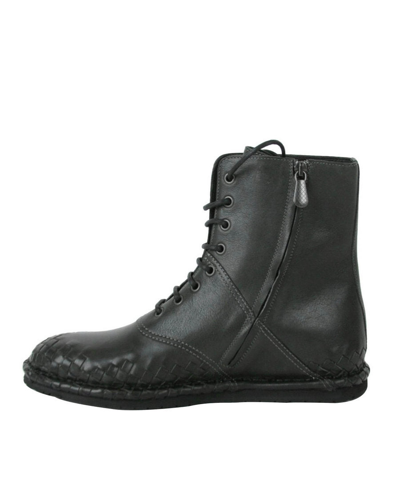 Shop Bottega Veneta Men's Dark Gray Leather Side Zipper Boots 456529 2015