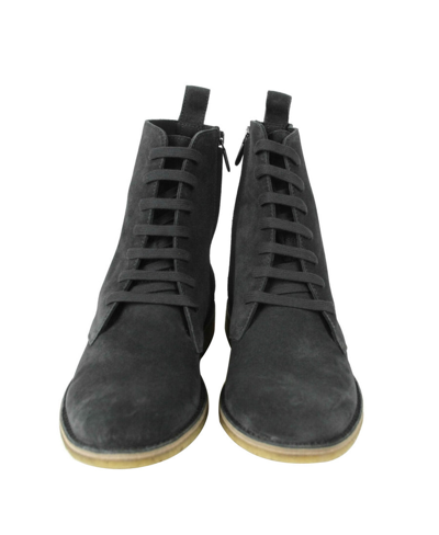 Shop Bottega Veneta Men's Dark Gray Suede Side Zipper Lace-up Boot 427383 2015