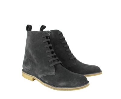 Shop Bottega Veneta Men's Dark Gray Suede Side Zipper Lace-up Boot 427383 2015