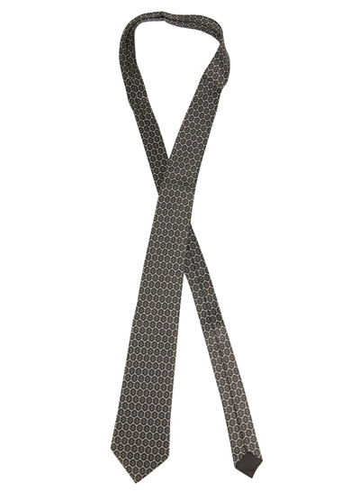 Shop Bottega Veneta Men's Flower Print Beige / Dark Brown Silk Woven Tie 376675 1973