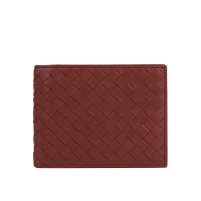 Shop Bottega Veneta Men's Intercciaco Brick Red Leather Woven Bifold Wallet 148324 6332