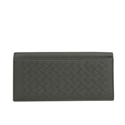 Shop Bottega Veneta Men's Intercciaco Gray Leather Woven Long Bifold Wallet 390878 1300