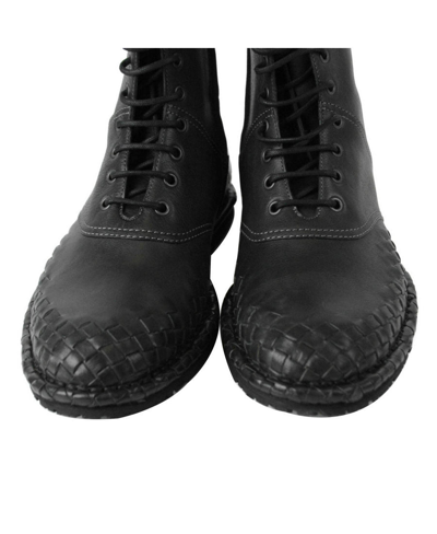 Shop Bottega Veneta Men's Dark Gray Leather Side Zipper Boots 456529 2015