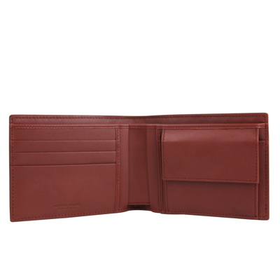 Shop Bottega Veneta Men's Intercciaco Brick Red Leather Woven Bifold Wallet 148324 6332
