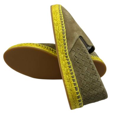 Shop Bottega Veneta Men's Tan Suede Woven Slip On Shoe 40/us 7 In Brown