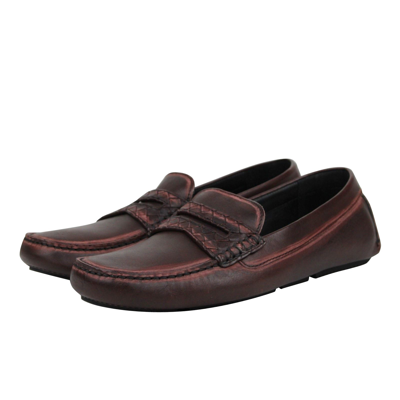 Bottega Veneta Men's Worn Burgundy Leather Loafer Shoes 427368 2240 (41 Eu / 8 Us) In Burgundy