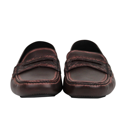 Bottega Veneta Men's Worn Burgundy Leather Loafer Shoes 427368 2240 (41 Eu / 8 Us) In Burgundy