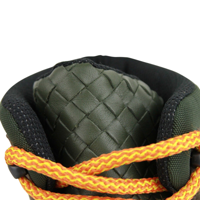 Bottega Veneta Mesh High Top Green / Brown / Black Suede Leather Sneaker 417024 3364 In Green / Brown / Black