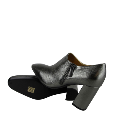 Shop Bottega Veneta Women's Ankle Grey Metallic Leather Booties 443175 1117