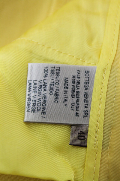 Bottega Veneta Women's Belt Line Yellow Virgin Wool Dress Pant (44) In Yellow