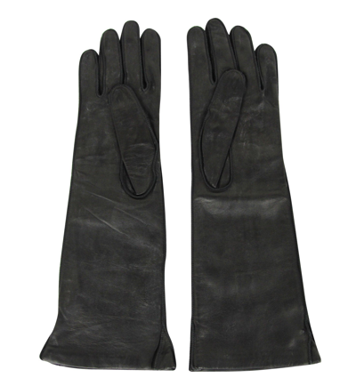 Shop Bottega Veneta Women's Black Leather Long Gloves