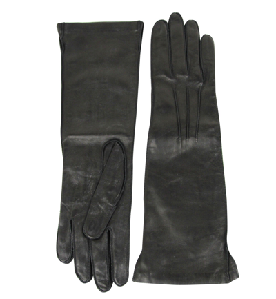 Shop Bottega Veneta Women's Black Leather Long Gloves