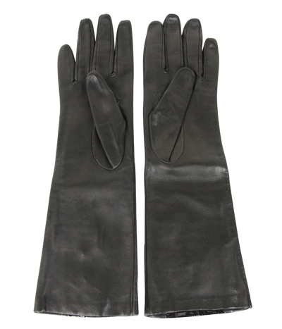 Bottega Veneta Women's Black Leather / Patent Leather Long Gloves