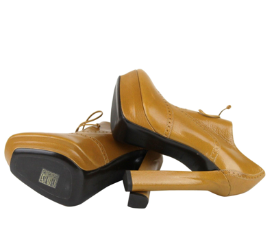 Shop Bottega Veneta Women's Brown Leather Lace-up Platform Heel Boot 331380
