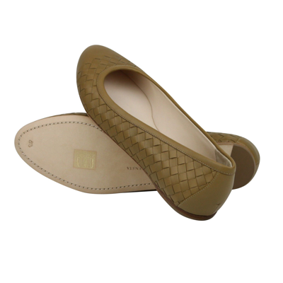 Shop Bottega Veneta Women's Intrecciato Brown Leather Flat Slippers 370132