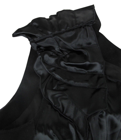 Bottega Veneta Women's Silk Pattern Black Wool Polyamide Dress Ruffle Detail In Black