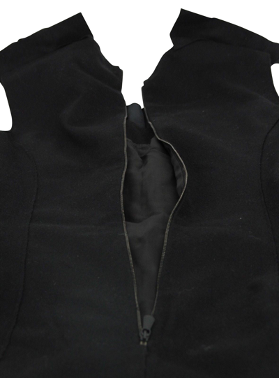 Bottega Veneta Women's Silk Pattern Black Wool Polyamide Dress Ruffle Detail In Black
