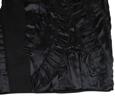 Bottega Veneta Women's Silk Pattern Black Wool Polyamide Dress Ruffle Detail In Black