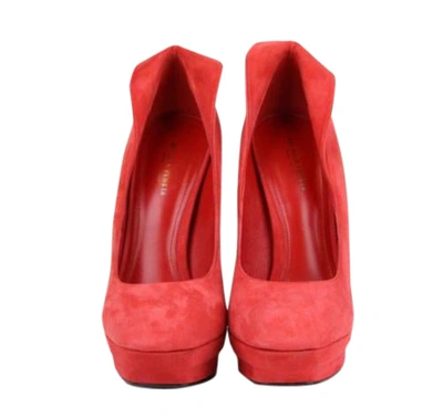 Bottega Veneta Womens Suede Platform Heel Pump 333003 In Red