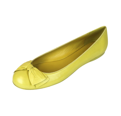 Shop Bottega Veneta Women's Yellow Leather Ballerina Ballet Flat 307908 9441 (40.5 Eu / 10.5 Us)
