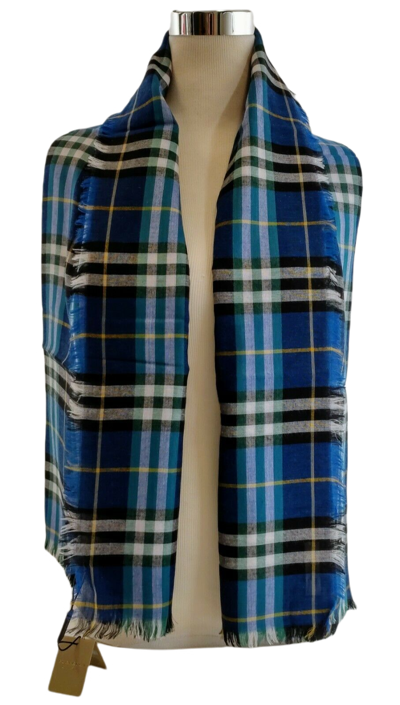 Burberry Canyan Blue Castleford Check Light Weight Large Scarf Shawl 40609911 In Blue
