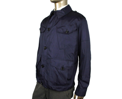 Shop Burberry London Men's Dark Blue Polyester/silk Jacket In Drak Blue