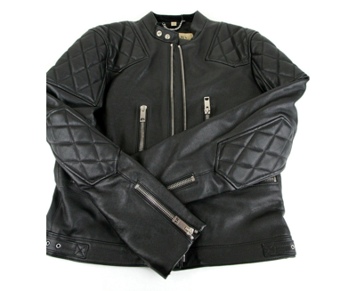 Shop Burberry Men's Black Leather Diamond Quilted Biker Jacket