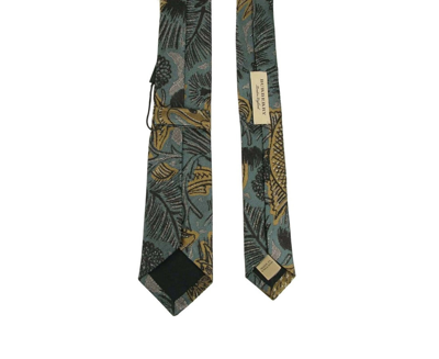 Shop Burberry Men's Sage Green Silk With Animal Print Tie 4051674