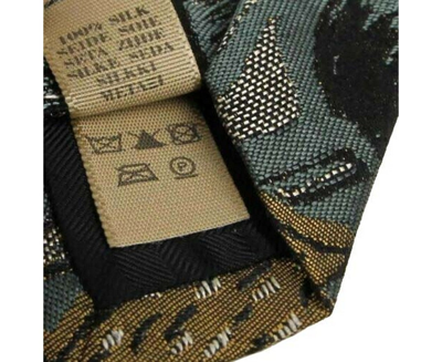 Shop Burberry Men's Sage Green Silk With Animal Print Tie 4051674