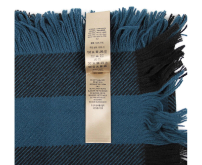 Burberry Women's Blue / Black Wool Fashion Scarf With Fringe And Pink Stripe 40609901 In Blue / Black