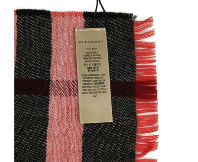 Shop Burberry Women's Military Red Reversible Color Check Wool Scarf