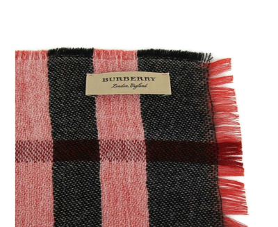 Burberry Women's Military Red Reversible Color Check Wool Scarf In Red