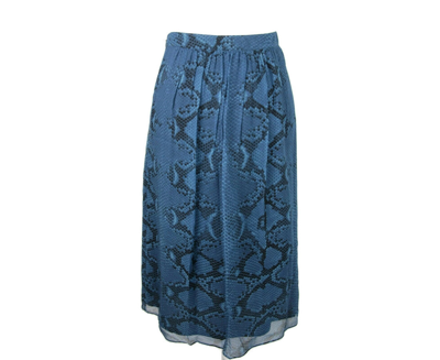 Shop Burberry Women's Mineral Blue Silk Pleated Skirt